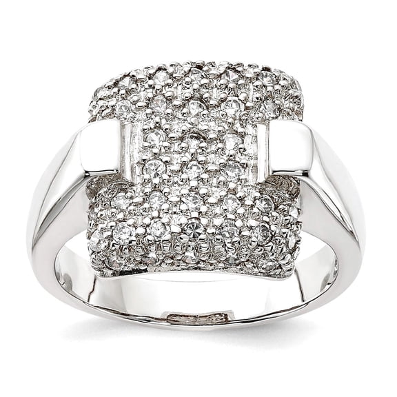 925 Sterling Silver Polished Cubic Zirconia Ring Size 7 13.6mm Wide Ring for Women