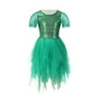 thumbnail image 4 of Wdgfv Girls Sequin Puff Sleeve Dress Elegant Net Layered Tutu Outfit for Toddler Kids Sparkly Party Flower Girl Green 2-3 Years, 4 of 4