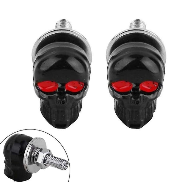 2 uds calavera marco para matrícula pernos tornillos tapa de sujeción motocicleta coche camión Auto