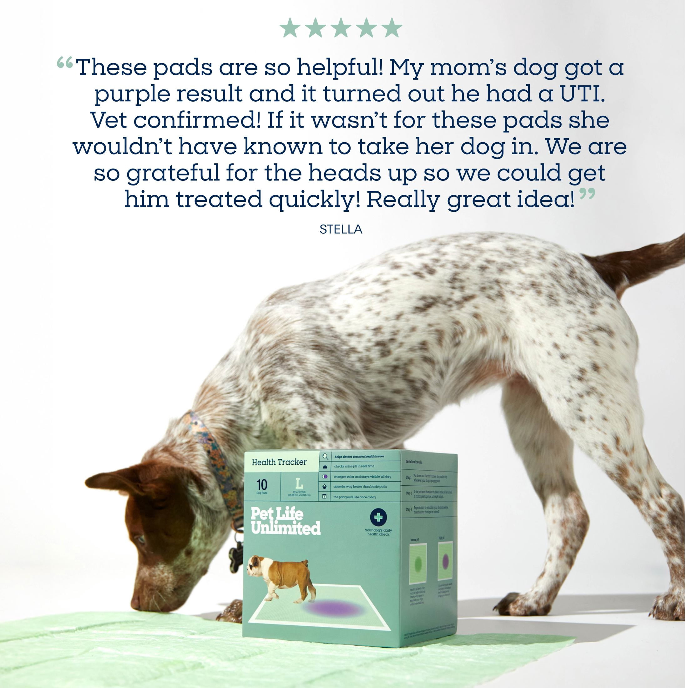 (3 pack) Pet Life Unlimited Health Tracker Dog Pads, Large, 10ct