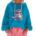 thumbnail image 2 of Women's Christmas Print Loose Casual Long Sleeve Hooded Sweatshirt, Festive Fall Winter Wear with Comfortable Fit and Holiday Design for Seasonal Activities,Royal Blue,M, 2 of 7