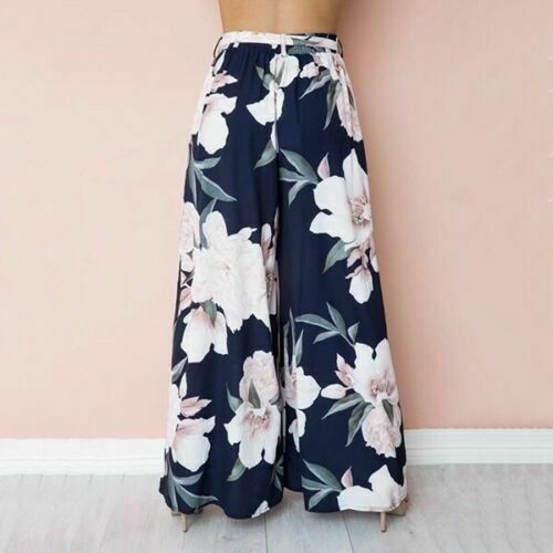 high waisted wide leg floral pants