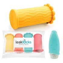 LeakLocks® Toiletry Skins™ Elastic Sleeve for Leak Proofing Travel Container (Vibrant). For Standard and Travel Sized Toiletries. Reusable Accessory for Travel Bag Suitcase and Carry-on Luggage