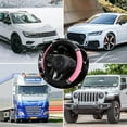 thumbnail image 6 of 15 Inch Rhinestones Soft Leather Elastic Steering Wheel Protector for Most Vehicles Car Interior Accessories with Sparkly Crystal Diamond, Black-Pink, 6 of 6