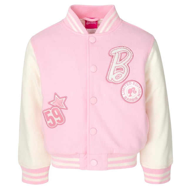 Chaqueta Barbie para niñas pequeñas French Terry Varsity Pink 4