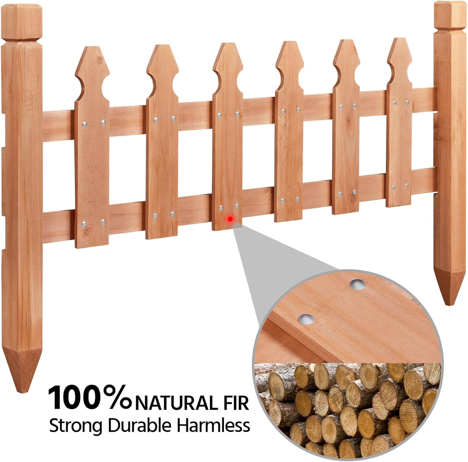 WLTER Decorative Garden Fence-Landscape Wood Picket Fencing Ornamental Panel Border Edging Patio Flower Garden Bed Pool Fences Outdoor,Light Brown- 355 in