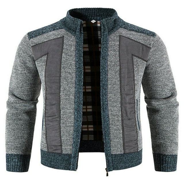 Cardigan pour Homme à Fermeture Éclair Intégrale, Col Montant, Coupe Ajustée, Chandail Tricoté Décontracté