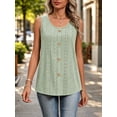 thumbnail image 3 of MOYIKO Tank Tops for Women Eyelet Crew Neck Sleeveless Tops Dressy Casual Trendy Flowy Summer Shirts Loose Fit, 3 of 7
