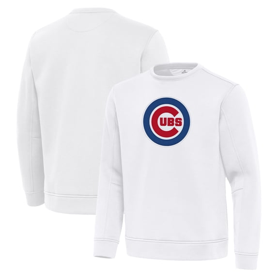 Men's Antigua White Chicago Cubs Relevant Lightweight Pullover Sweatshirt