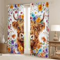 thumbnail image 2 of Castle Fairy Adults Female Men Highland Bull Curtains Pack of 2 (42x84 Each),Colorful Floral Flowers Curtains Blackout,Farmhouse Animal Bedroom Curtains,Ultra Soft Home Decor, 2 of 6