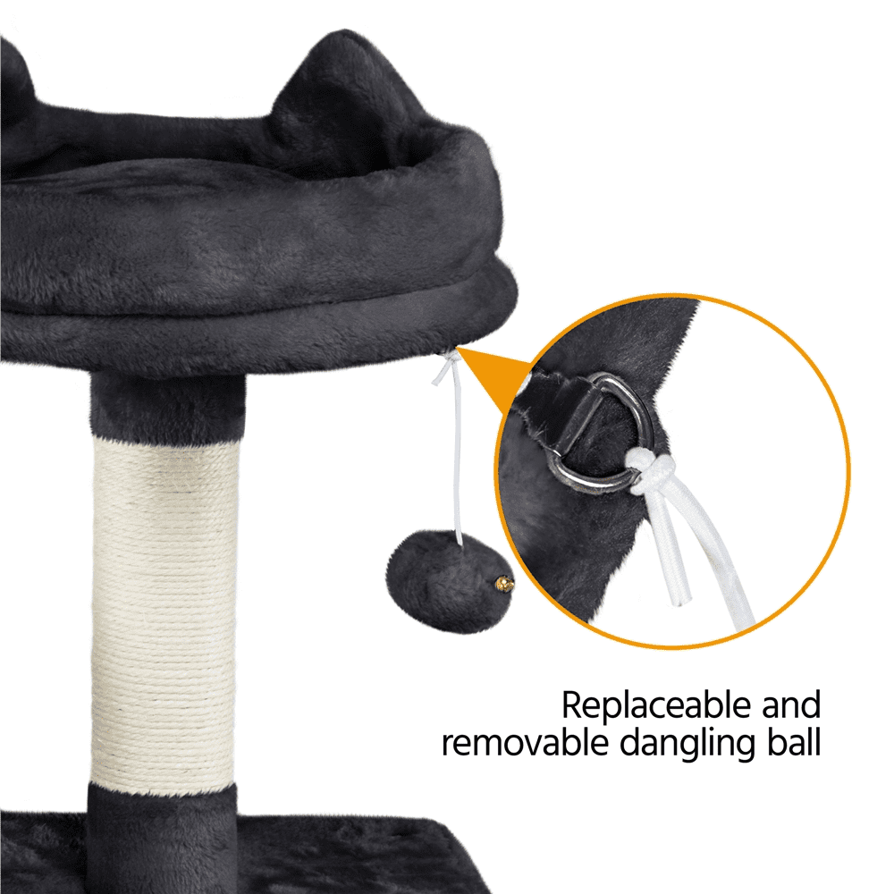 Alden Design 62" Double Condos Cat Tree and Scratching Post Tower, Black