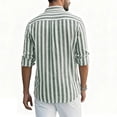 thumbnail image 4 of Qwertyu Striped Dress Shirts for Men Long Sleeve Button Down Shirts Summer Casual Loose T Shirts Business Tops Mint Green XL, 4 of 4