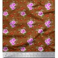 thumbnail image 1 of Soimoi Tissu en Poly Georgette à Pois, Feuilles et Roses Imprimé Floral au Mètre 52 Pouces de Large, 1 of 3