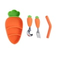 thumbnail image 2 of Bandeja de comida para bebés con forma de rábano, placa dividida, silicona, tenedor, cuchara, sistema, bandeja de comida Methold HA004999-02, 2 of 7