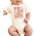thumbnail image 2 of Happy Easter Floral Bodysuit for Baby Girls Spring Holiday Flowers and Bunnies Boho Toddler One-Piece Natural Bodysuit 12 Months, 2 of 3
