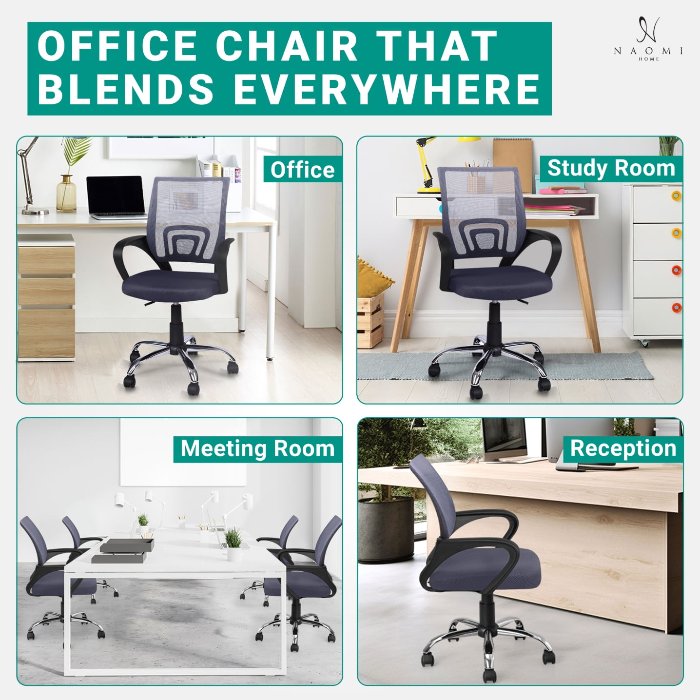 Ivana Gray Ergonomic Mesh Desk Chair – Adjustable Swivel Office Chair