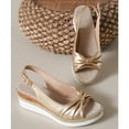 thumbnail image 4 of Viluyesy Womens Wedge Sandals, Wide Width Bow Open Toe Summer Slingback Dressy Shoes Gold, 4 of 5