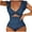 ☪090-Blue, variant on Women's Solid Color Waist Cut-Out High Waist Fashion Bikini Swimsuit - Modern Design for Trendy Beach Photos and Body Confidence