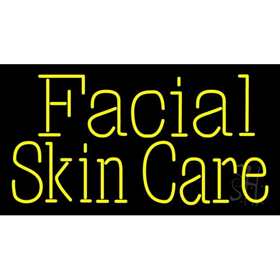Facial Skin Care LED Neon Sign 13 x 24 - inches, Black Square Cut Acrylic Backing, with Dimmer - Bright and Premium built indoor LED Neon Sign for Spa interior decor and storefront.