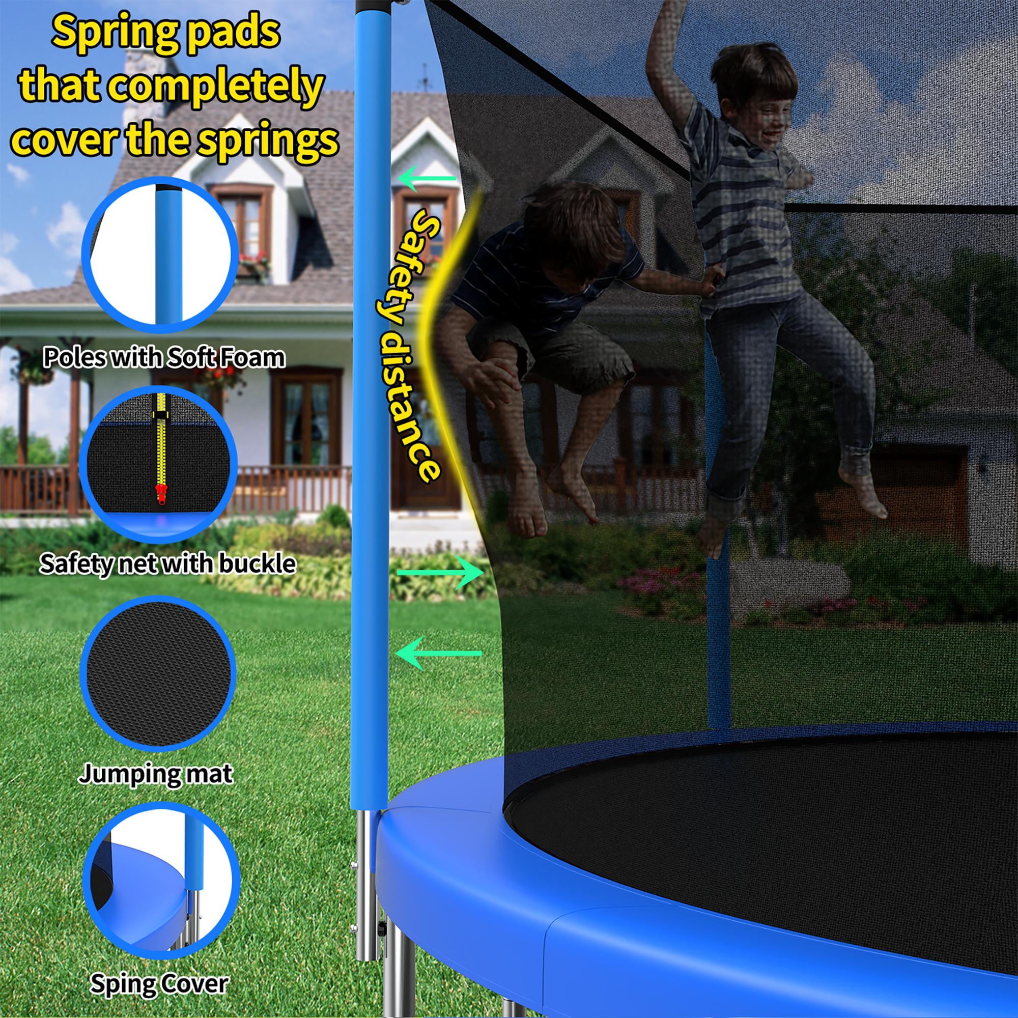 Mersco 15FT Heavy Duty Trampoline with Enclosure Net ,Swing Set Outdoor Big Trampoline for Backyard,Kids Trampoline with Basketball Hoop,Birthday and Holiday Gifts for Kids Jumping Trampoline,Blue