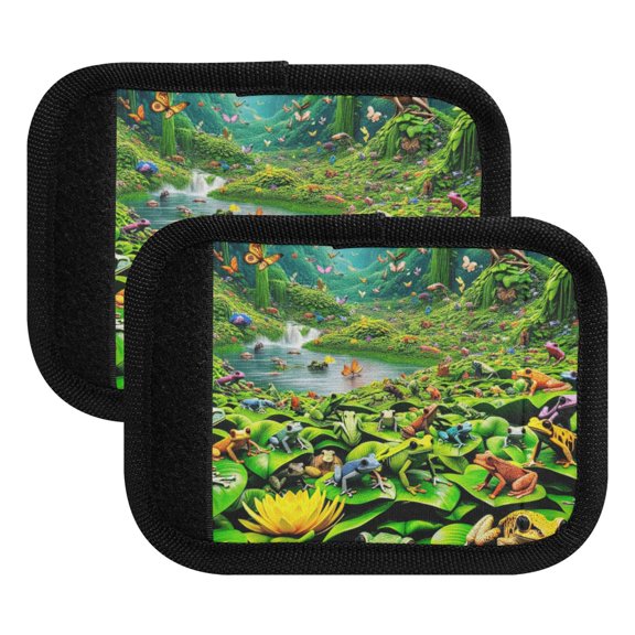 Luggage Handle Wrap for Suitcase 2 Pack Luggage Tag Identifiers for Travel Accessories Colorful Frogs and Butterflies