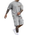 thumbnail image 2 of California Graphic Short Sets for Men Relaxed Fit Crewneck T Shirt and Cargo Shorts 2 Piece Matching Set Mens Summer Outfits, 2 of 6