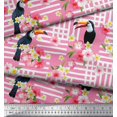 thumbnail image 2 of Soimoi Pink Rayon Fabric Floral & Toucan Bird Print Fabric by The Yard 56 Inch Wide, 2 of 3