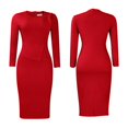 thumbnail image 2 of Women Plus Size Bodycon Stretchy Ruched Basic Midi Work Office Midi Pencil Dress, 2 of 8