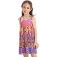 thumbnail image 4 of vastwit Kids Girls Bohemian Dress Off Shoulder Suspenders Sundress with Necklace Set for Beach Party Purple 150, 4 of 7