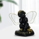 thumbnail image 1 of Estatua de ángel de resina Yotijar decoración para hogar en miniatura de hadas pintadas interiores exteriores adornos navideños de Querubines sentarse negro, 1 of 7