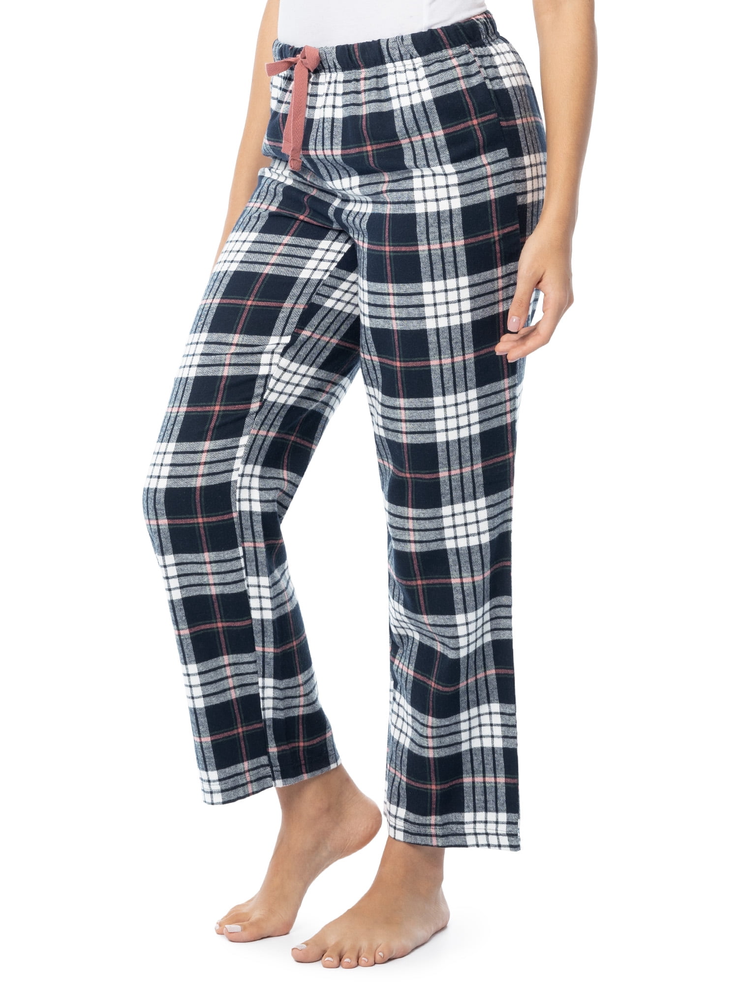 Fruit of the Loom Women's Beyond Soft Long Sleeve Waffle Top and Flannel Bottom Pajama Set, Sizes S-4X