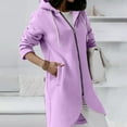 thumbnail image 2 of Fgnfyis Women Streetwear Zip Up Hoodie Long Lined Oversized Hooded Sweatshirt with Pockets for Winter Purple M, 2 of 9