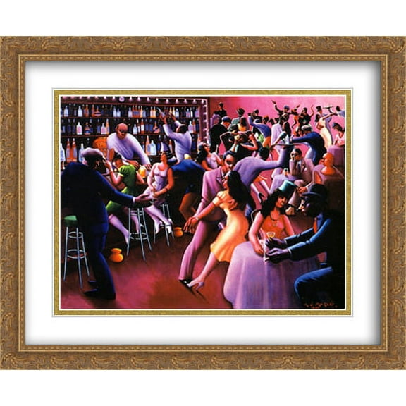 Nightlife 2x Matted 34x28 Large Gold Ornate Framed Art Print by Archibald J Motley, Jr