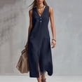 thumbnail image 2 of Lovzfmll Women's Maxi Dress, V-Neck Sleeveless with Pocket, Casual Shift Dress Navy, XL, 2 of 8