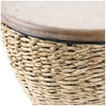 thumbnail image 4 of DecMode Rattan Handmade Woven Stool with Wood Tabletop and Black Frame, Brown, 4 of 8
