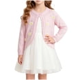 thumbnail image 4 of hengsof Toddler Girls Short Sleeve Bolero Cardigan Sweaters Kids Knit Button Lettuce Trim Shrug Cropped Cute Sweater, 4 of 8