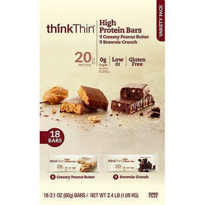 Think Thin High Protein Bar, Variety Pack, 2.1 oz, 18-count