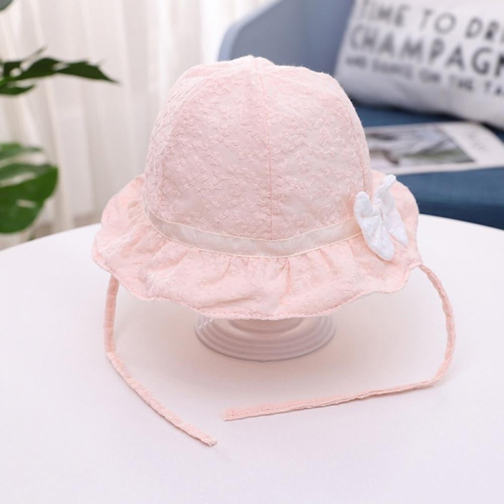 Toddler Baby Girls Summer Cartoon Hat Infant Peach Heart Print Cap Bow Headwear 