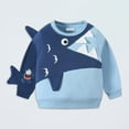 thumbnail image 2 of Tisuna Little Boys Sweatshirt Shark Print Long Sleeve Crew Neck Tops Thick Warm Autumn Winter Kids Pullover Hoodless Sky Blue Size 1-2 Years, 2 of 6