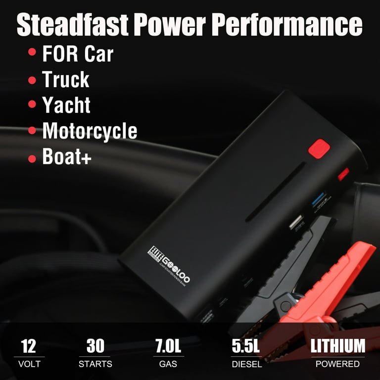 GOOLOO Jump Starter,1200A Peak Portable Car Jumper Pack(Up to 7.0L Gas or  5.5L Diesel Engine),12V Battery Booster Box with Wall Charger 