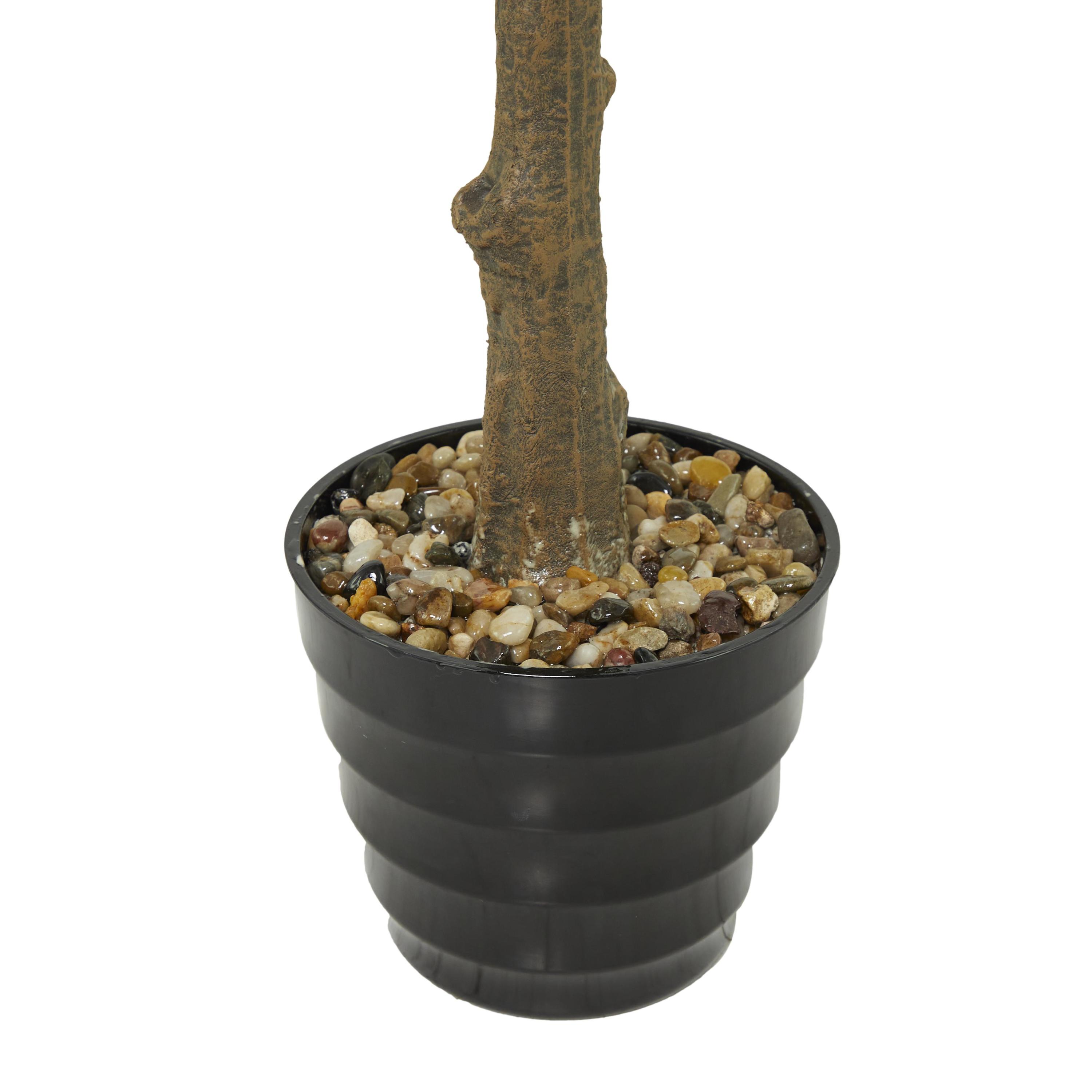 DecMode 59" Artificial Fig Tree in Realistic Leaves and Black Melamine Pot