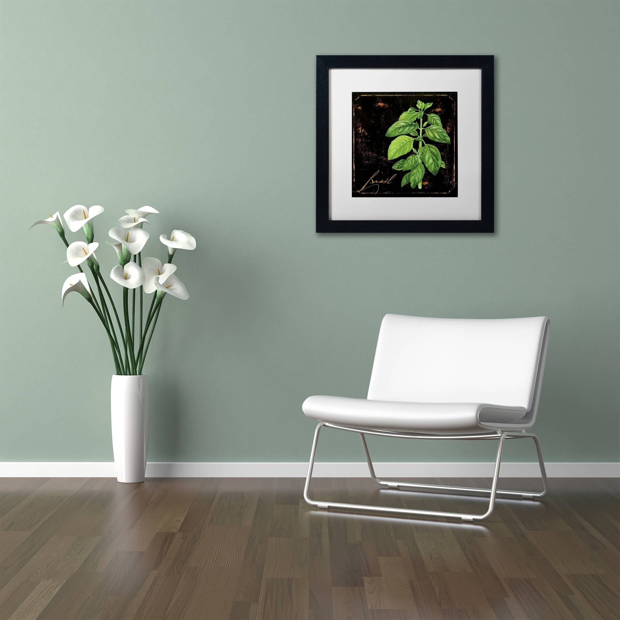 Trademark Fine Art "Black Gold Herbs IV" Canvas Art by Color Bakery White Matte, Black Frame