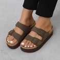 thumbnail image 5 of Cushionaire Plane Comfortable Platform Womens Sandals with Double Buckle Straps and Genuine Suede Cushioned Footbed, Wide Widths Available, 5 of 13