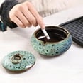 thumbnail image 4 of Ceramic Ashtray with Lids, Windproof, Cigarette Ashtray for Indoor or Outdoor Use，Ash Holder for Smokers,Desktop Smoking Ash Tray for Home Office Decoration, 4 of 6