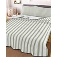thumbnail image 3 of Quilts Twin-XL Size Bedding Set, Sage Green Vertical Striped Lightweight Quilted Comforter, Farmhouse Thin Line Stripes Soft Reversible Bedspread Coverlet with Pillow Covers for All Season, 68" x 98", 3 of 7