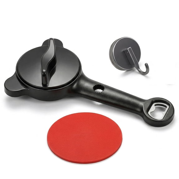 4-in-1 Jar Opener for Seniors – Adjustable Lid Opener with Non-Slip Grip, Magnetic Hook & Rubber Gripper, Ideal for Jars, Bottles, and Beer Caps.