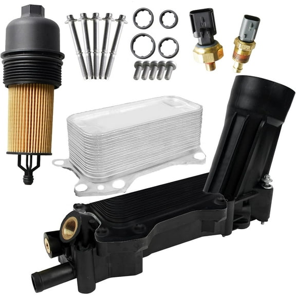 YIUIY Engine Oil Cooler with Oil Filter Housing Adapter Assembly 2014 2015 2016 Compatible with Chrysler 200 300 | Dodge Charger Journey Caravan Durango | Jeep Wrangler 3.6 Replaces 68105583AF
