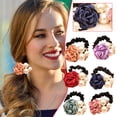 thumbnail image 4 of WIFKLSIIPG Anneau de Cheveux Fleur de Rose Filles Perles Strass Bandes de Cheveux Perles Élastiques Chouchous Porte-Queue de Cheval, 4 of 7