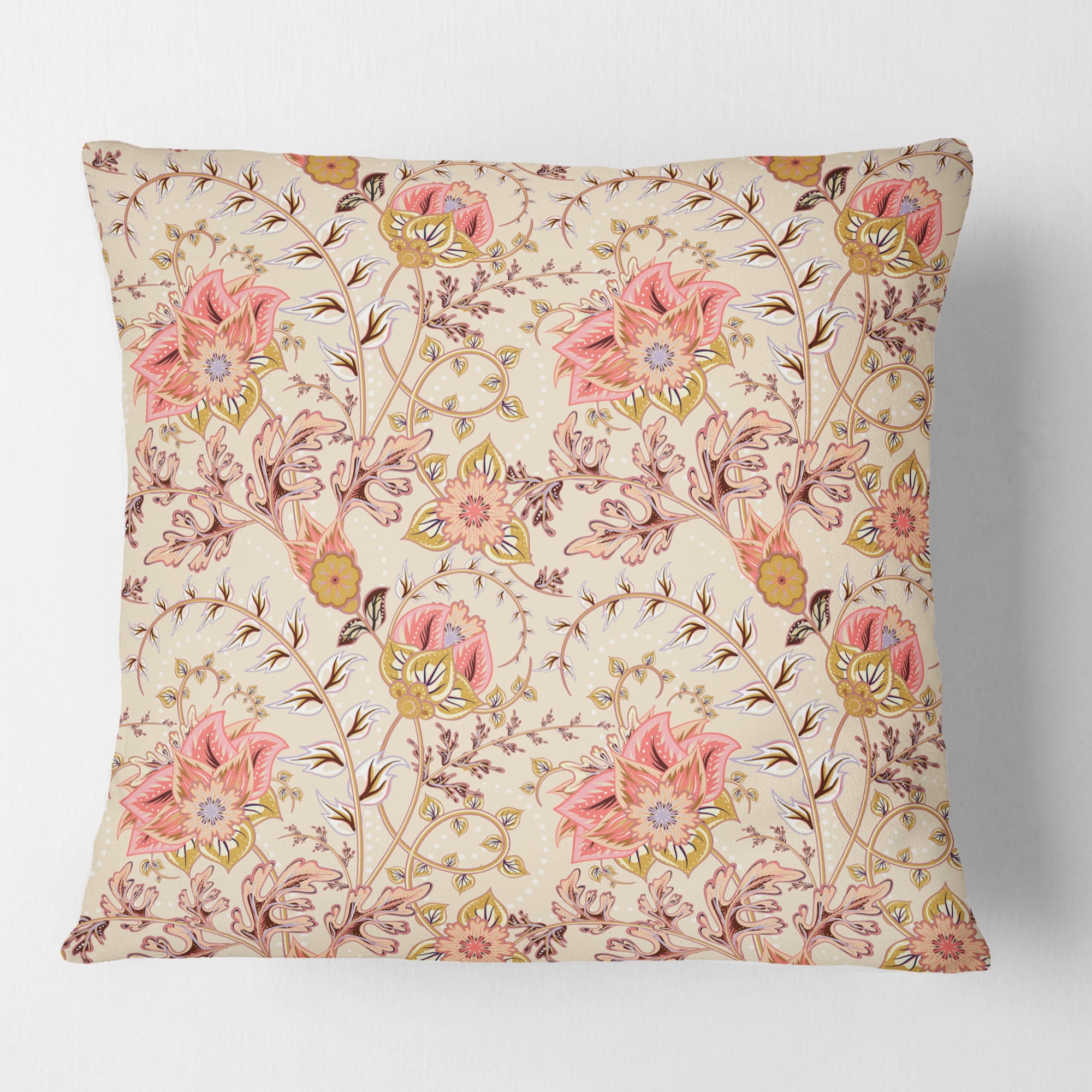 Designart Oriental Floral Paisley' Mid-Century Modern Throw Pillow - 18x18