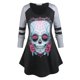 thumbnail image 1 of Talla grande Halloween Skull Imprimir tee Rosegal Mangas largas de talla grande, 1 of 5